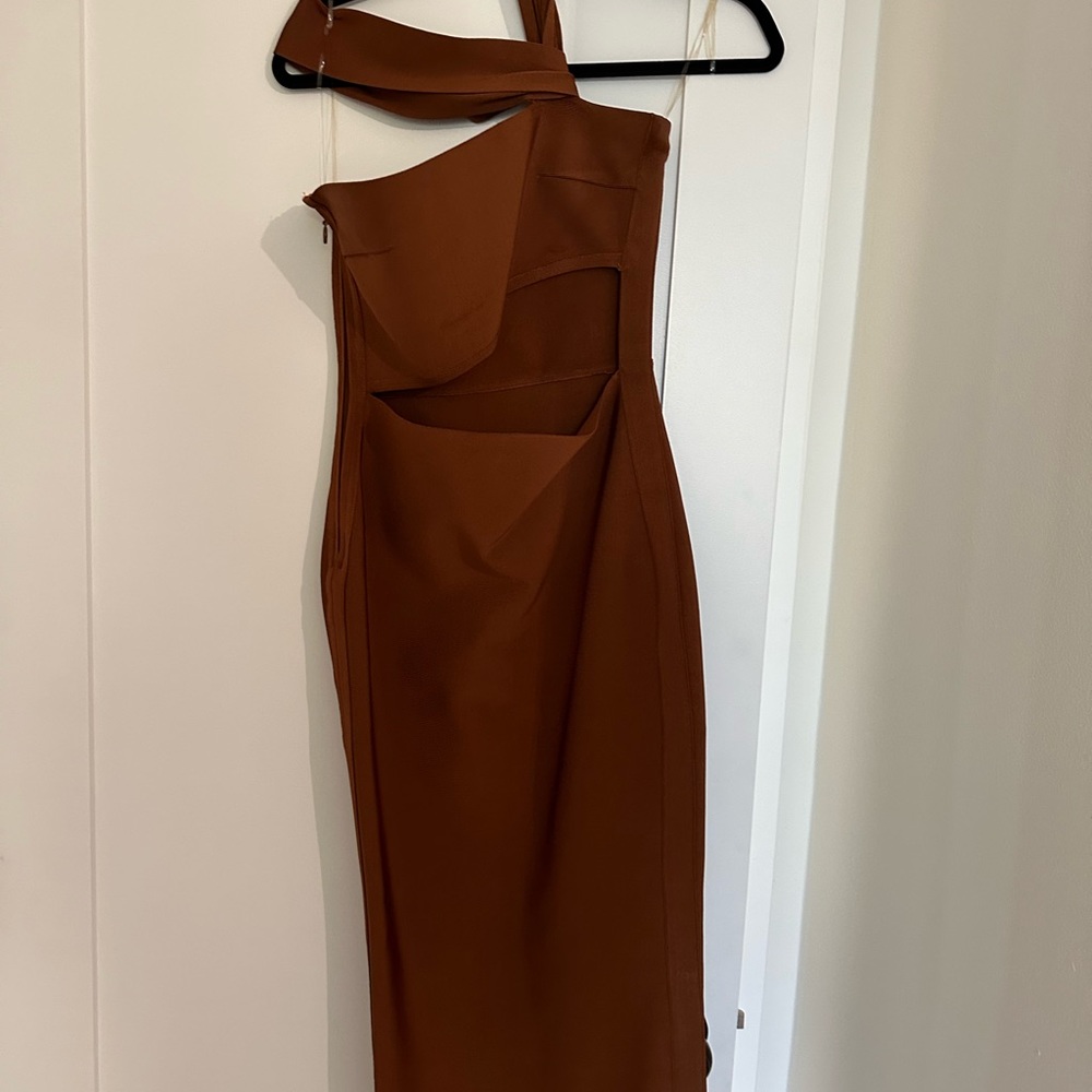House of Cb Aina Bandage Tan Brown Cutout Dress - Picture 4 of 6